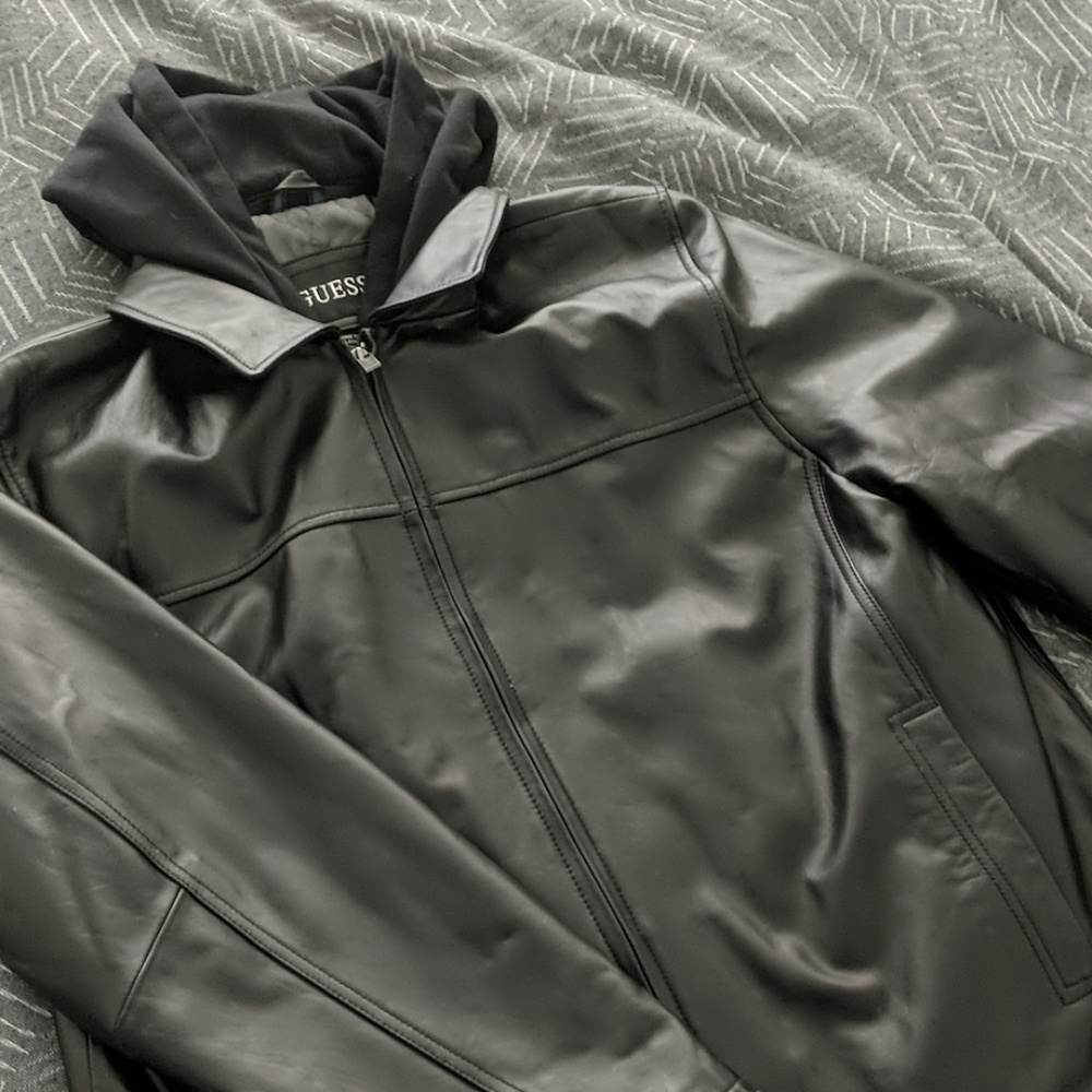 Guess Genuine Leather Hooded Jacket - Picture 4 of 5